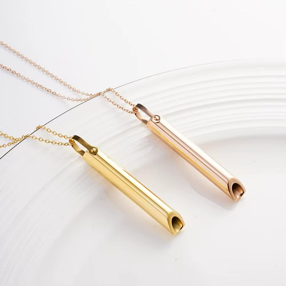 Stainless Steel Mindful Breathing Necklace Quit Smoking Anxiety Relief Necklace anti Vaping Breathing Necklace for Anxiety